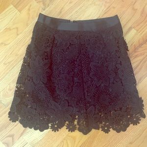 Topshop black lace mini skirt